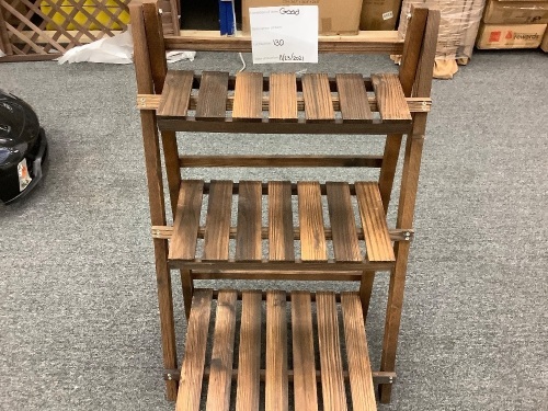 3-Tier Folding Garden Wooden Flower Plant Pot Display Rack - Lot 130
