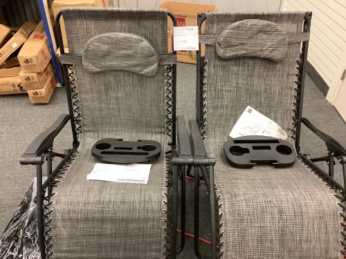 Set of 2 Adjustable Zero Gravity Patio Chair Recliners w/ Cup Holders - Lot 132