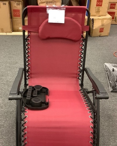Oversized Reclining Zero Gravity Chair Lounger w/ Cup Holder, Pillow - Lot 141