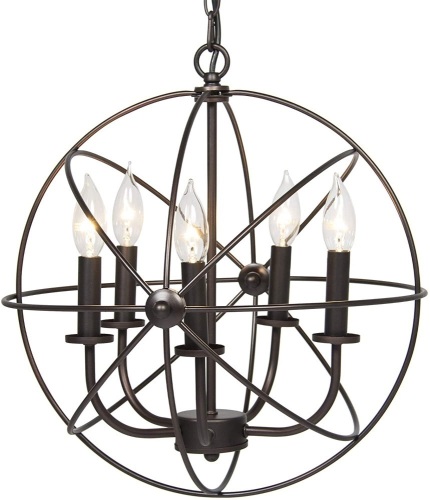 Industrial Vintage Lighting Ceiling Chandelier 5 Lights Metal Hanging Fixture - Lot 169