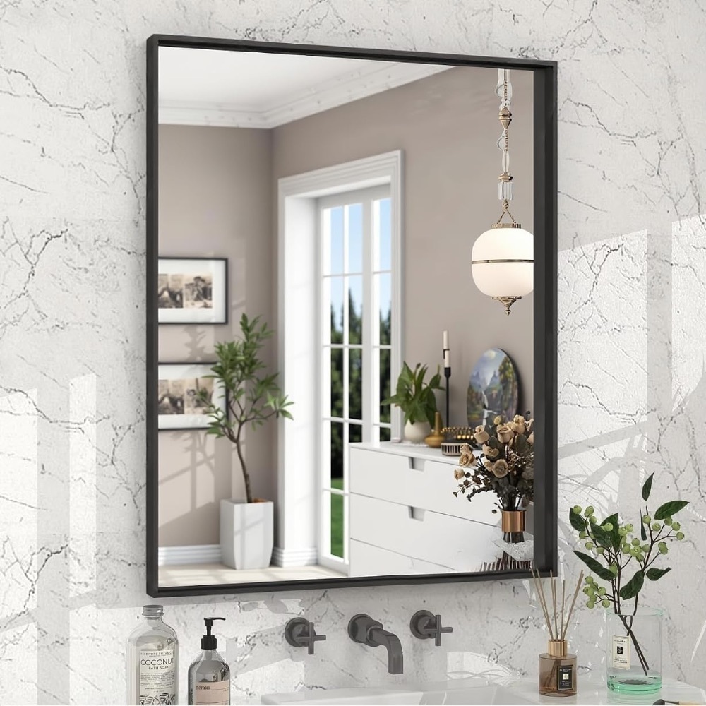 Black Bathroom Mirrors for Over Sink, 36"x 24" Wall Vanity Mirror, Matte Framed Rectangle - Image 1 - Lot 3325