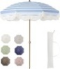 Tempera 7ft Outdoor Patio Umbrella with Carry Bag,Beach Umbrella with Fringe|Vintage - Thumbnail 1