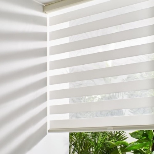 Persilux Cordless Zebra Blinds for Windows Free-Stop Window Blinds (34" W X 64" H, Cream) - Lot 3500