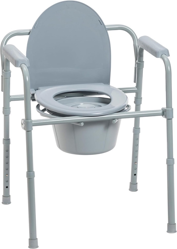 Drive Medical 11148-1 Folding Steel Bedside Commode Chair, Portable Toilet - Image 1 - Lot 3501