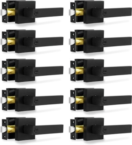 Privacy Door Levers, 10 Pack Matte Black Door Handles - Lot 3548