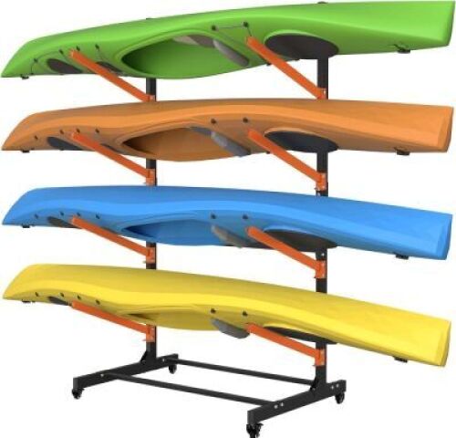 Kayak Storage Rack, Heavy Duty Freestanding Sup Storage Stand, Storage Rack for Kayaks, SUPs, Canoe and Paddleboard for Indoor, Outdoor, Garage, Shed, Dock…(Wood) - Lot 3584
