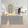Reinforced 42” Extra Tall x 80” Wide Retractable Baby Gates with Rods to Prevent Crawling Through, Extra Tall Dog Gate for Large Openings Indoor Long Mesh Pet Gate for Stairs and Doorways, Gray - Thumbnail 1