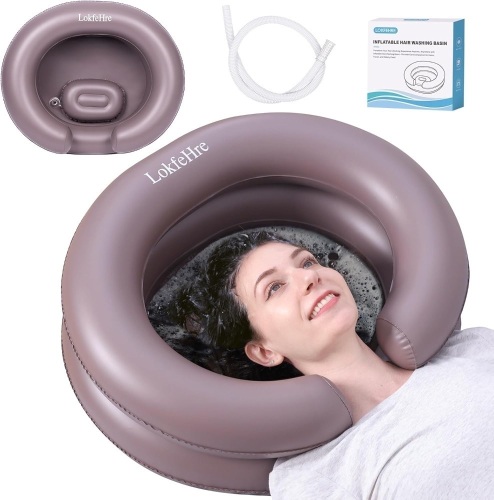 Large Portable Inflatable Hair Washing Basin for Bedridden - Wash Hair in Bed with Inflatable Shampoo Bowl.Hair Washing Basin for Elderly,Disabled,Injured,Ideal Inflatable Sink for Locs Detox - Lot 3616