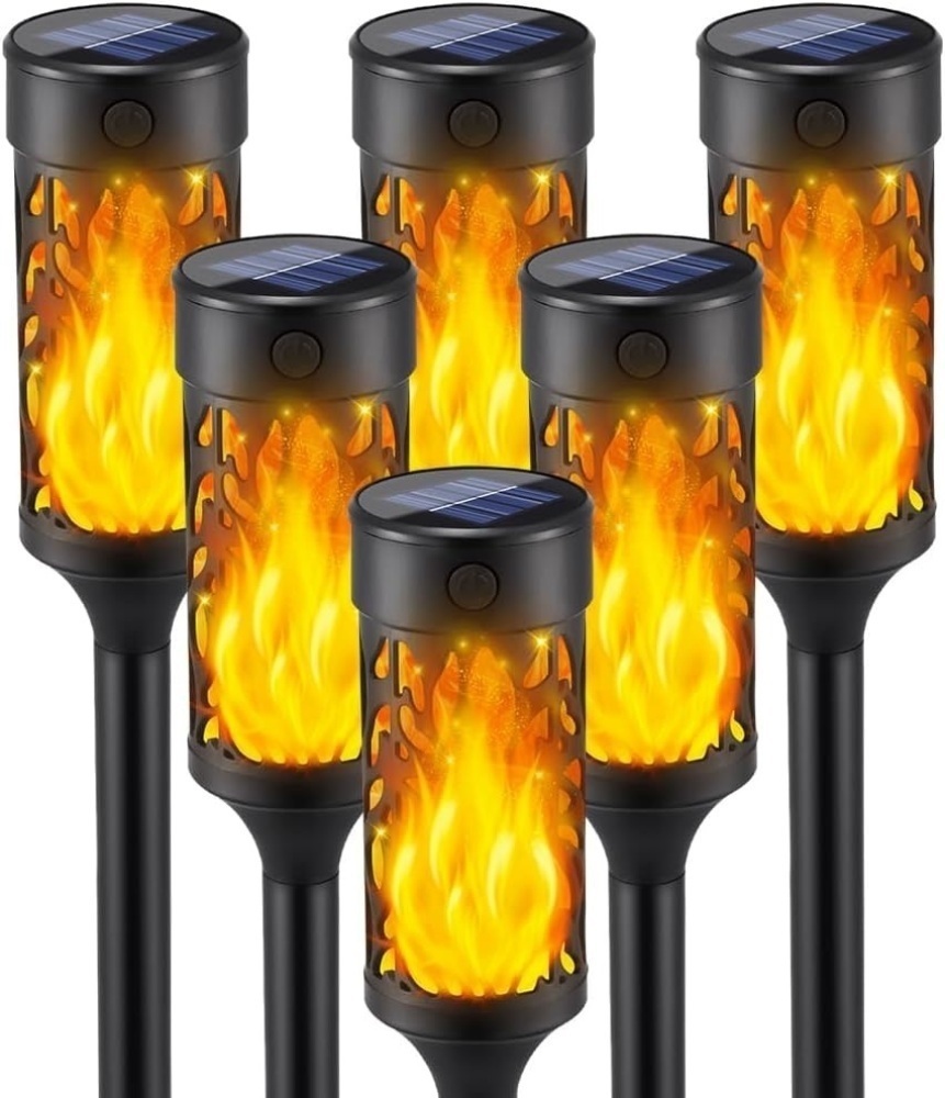 6Pcs Solar Lights Outdoor Waterproof, Flame Torches for Outside with Flickering Flame, Solar Powered Outdoor Lights for Garden Decor, LED Luces Solares Garden Lighting for Pathway Yard Decorations - Image 1 - Lot 3639