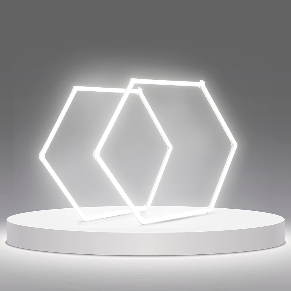 12-Pack LED Hexagon Garage Light: 12700LM Car Detailing Shop Light, DIY Splicing Ceiling & Wall Decor Lights, for Workshop Basement Gym Warehouse Bar Gaming Room (12-Packs) - Image 1 - Lot 3658