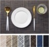 LEXMORE PlaceMats Set of 12 Vinyl/Plastic Woven Place Mats for Kitchen Table Indoor/Outdoor Washable PlaceMat Wipeable Dining Table Mats(Black/Brown) - Thumbnail 1