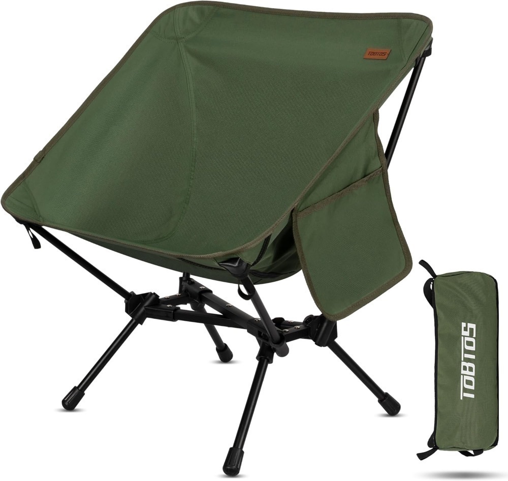 TOBTOS Ultralight Camping Chair, Portable Folding Backpacking Chair, Compact Camping Chair with Carry Bag for Outdoor Camp Hiking Backpack Beach Travel (Green) - Image 1 - Lot 3663