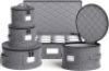 China Storage Containers Hard Shell Box for Moving Dishes, Plate, Wine and Glasses, Dinnerware, Mugs, Saucers Quilted Organizer Dividers for Packing Fine China Storage Containers 5Piece Grey - Thumbnail 1