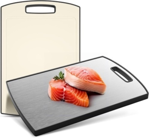 Titanium Cutting Board, Large Size 16”×11 Titanium & Wheat straw Double Sided Large - Lot 3730