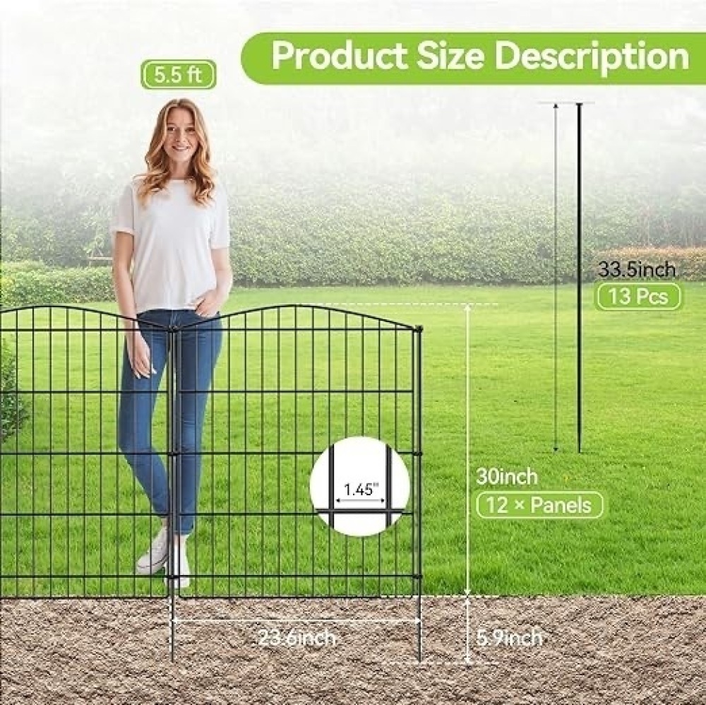 INJOPEXI Decorative Garden Fence 12 Panels 23.6ft (L)×30in (H) Garden Fence - Image 1 - Lot 3757