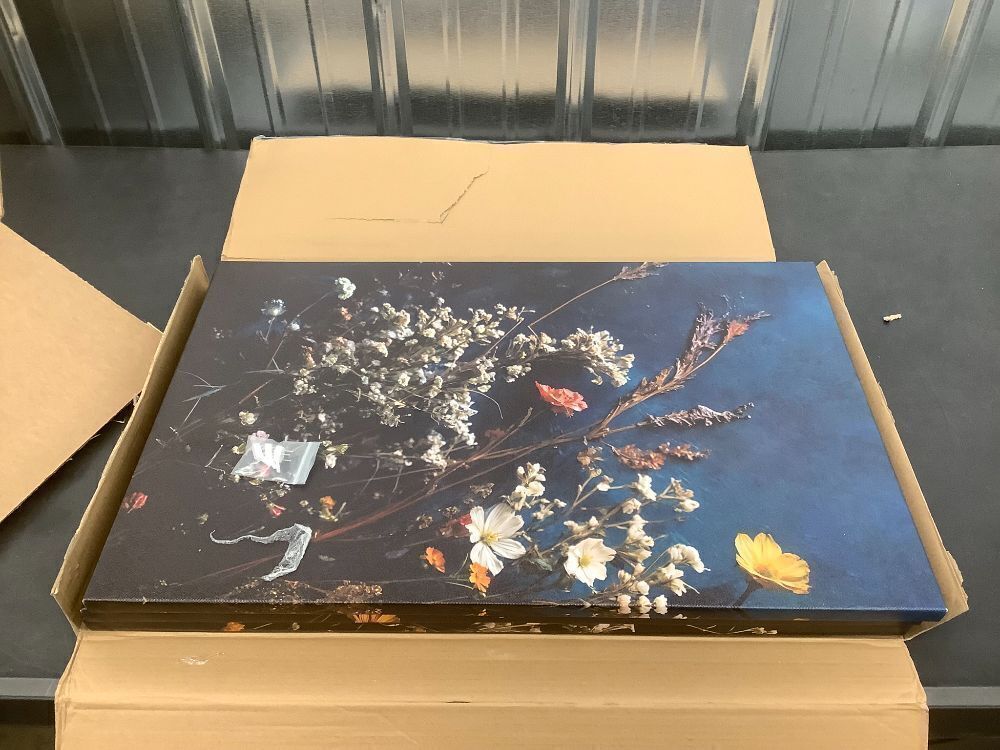 3Pcs Dark Dried Wildflowers Canvas Wall Art - Image 3 - Lot 3840