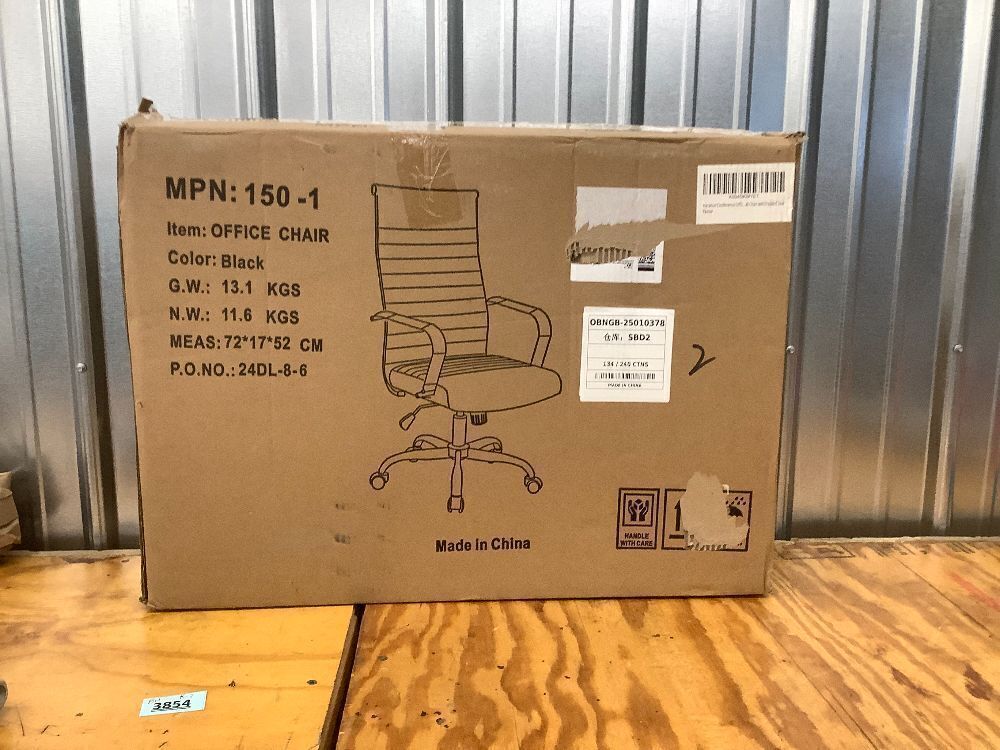 Office Chair, Ergonomic Executive Conference Room Chairs, Ribbed Leather Desk Chair with Lumbar Support, Adjustable Height Mid-Back Swivel Chair with Padded Seat and Square Tube Armrests - Image 2 - Lot 3854
