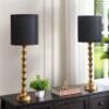 30.5" Gold Buffet Lamps Set of 2 with Black Shade, Buffet Table Lamps Set of 2 for Living Room, Black Golden Lamp for Dining Room, Golden Bamboo Lamps for Credenza - Thumbnail 1
