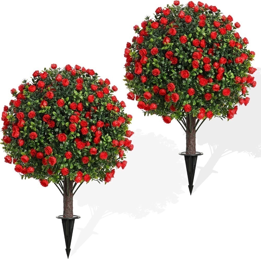 Artificial Set of 2 Rose...m Front Porch Garden Decor - Image 1 - Lot 3922