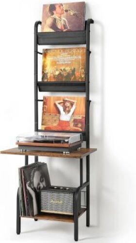Record Player Stand with Vinyl Storage - Lot 3946