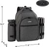 apollo walker Picnic Backpack Bag for 2 Person with Cooler Compartment, Detachable Bottle/Wine Holder, Fleece Blanket, Plates and Cutlery Set (2Person,Grey) - Thumbnail 1