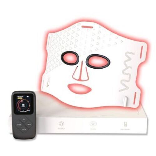 Red Light Therapy Mask, Lightweight 130g Thin 2mm 292 LEDs High Energy Red Light Therapy For Face, Cordless LCD Controller, Soft Silicone Infrared Light Therapy Mask for Skin Care, Use At Home, White - Lot 3994