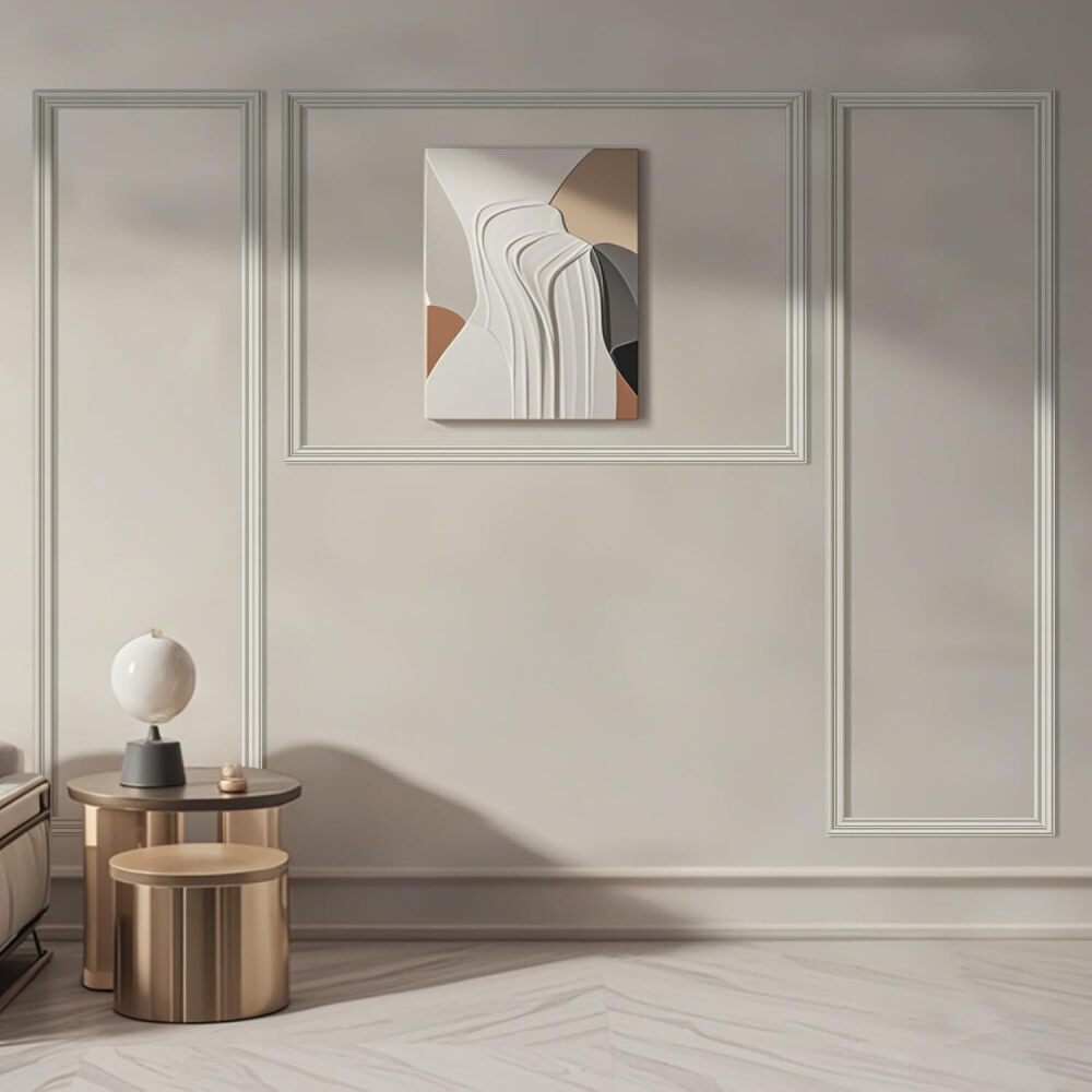 Art3dwallpanels Pre-Cut Wall Molding Kit, Ready to Assemble Wainscoting Accent Panels for Interior Wall Décor Living Room Bedroom - Installed with Glue, 3 Frames - Image 1 - Lot 4012