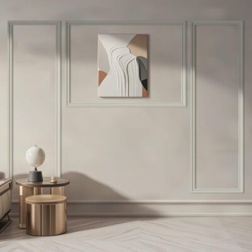 Art3dwallpanels Pre-Cut Wall Molding Kit, Ready to Assemble Wainscoting Accent Panels for Interior Wall Décor Living Room Bedroom - Installed with Glue, 3 Frames - Lot 4012