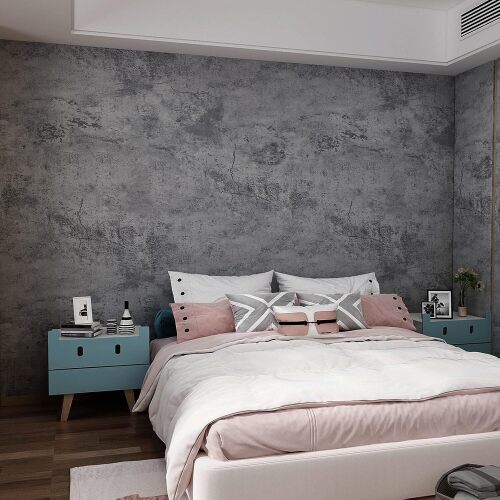 3yecao 31"x354" Extra Wide Thick Blue Grey Black Concrete Wallpaper Peel and Stick 3D Vinyl Textured Faux Concrete Contact Paper Gray Waterproof Cement Wall Sticker for Bedroom Bathroom Living Room - Lot 4026