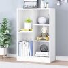 IOTXY Open Shelf Low Bookcase - Wooden 3-Tier Floor Standing Display Cabinet Organizer with Base, 5 Cubes Short Horizontal Bookshelf - Thumbnail 1