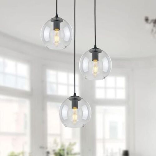 3 Lights Hanging Pendent Ceiling Chandelier, Mid Century Modern Industrial Farmhouse Kitchen Light with Clear Glass Shades - Lot 4036