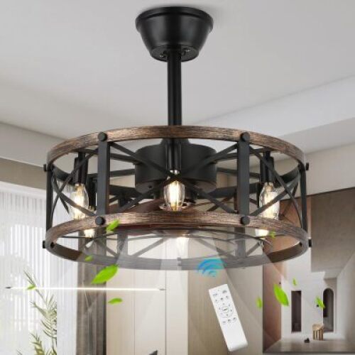 19" Farmhouse Fandelier Ceiling Fan with Light - Lot 4049