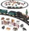 Safari Animals Figures Toy Train Set, Electric Locomotive with Light & Sound - Thumbnail 1
