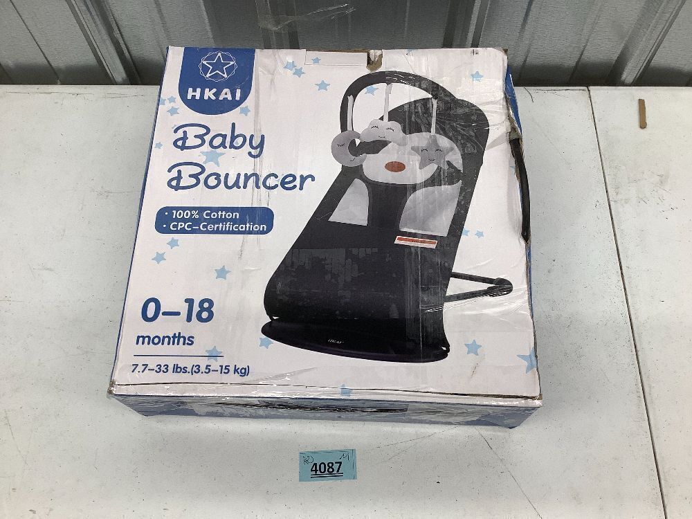 HKAI Baby Bouncer, Portable Baby Bouncer Seat for Babies 0-18 Months, 100% Cotton Fabrics - Image 4 - Lot 4087
