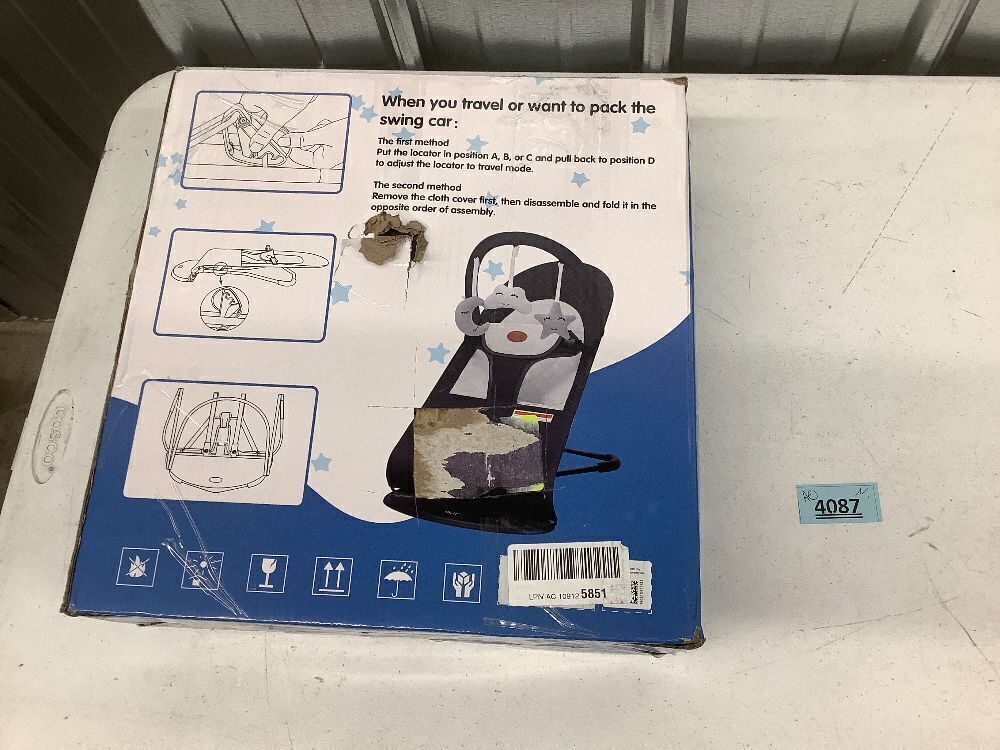 HKAI Baby Bouncer, Portable Baby Bouncer Seat for Babies 0-18 Months, 100% Cotton Fabrics - Image 5 - Lot 4087