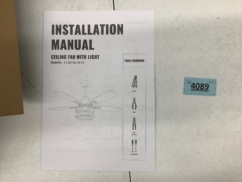 46 Inch Ceiling Fans with Lights and Remote Control, Farmhouse Ceiling Fan with LED Lighting - Image 3 - Lot 4089