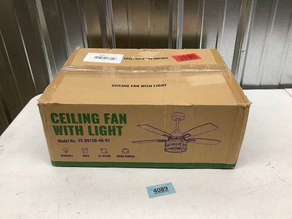 46 Inch Ceiling Fans with Lights and Remote Control, Farmhouse Ceiling Fan with LED Lighting - Image 4 - Lot 4089