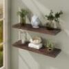 Fun Memories 36 Inch Wood Floating Shelves, 9.3" Deep Elm Wood Wall Shelves for Storage, 2 Pack - Thumbnail 1