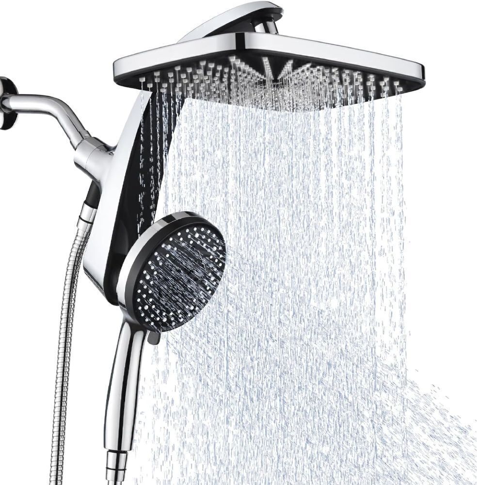 High Pressure Rain Shower Head: Upgrade Shower Heads with Handheld Spray Combo with Fixed Showerhead and 10 Sprays Handheld Shower Head, Detachable Shower head Built-in Magnetic Docking and Power Jets - Image 1 - Lot 4113