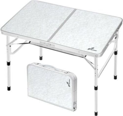 Sportneer Camping Table: Adjustable Height Small Folding Table 35.4" L x 23.6" W 2 Height with Mesh Layer - Compact & Portable Camping Essentials for Outdoor Camp Garden Picnic BBQ Dining Cooking - Lot 4120