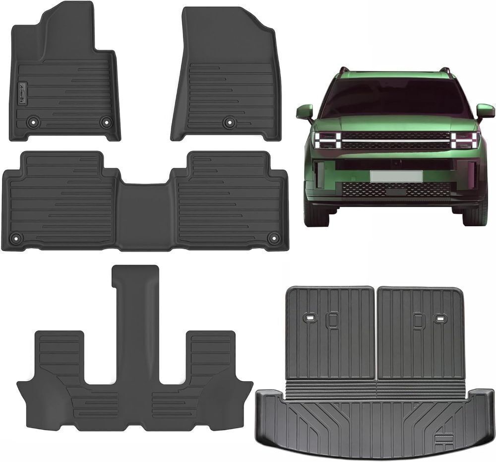 Floor Liners & Large Cargo Liners for 2024-2025 Hyundai Santa FE Hybrid（Non Pure Gasoline car）,TPE All Weather Protection Car Floor Mats with Large Trunk Mat Covering The backrest - Image 1 - Lot 4135
