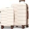 Luggage Sets 2 Piece 20/24 Inch (3-YEARS VIP SERVICE) Hardside Ultra Durable Expandable Lightweight Polycarbonate Carry On Travel Suitcase with Spinner Wheels TSA Lock, Elegant White - Thumbnail 1