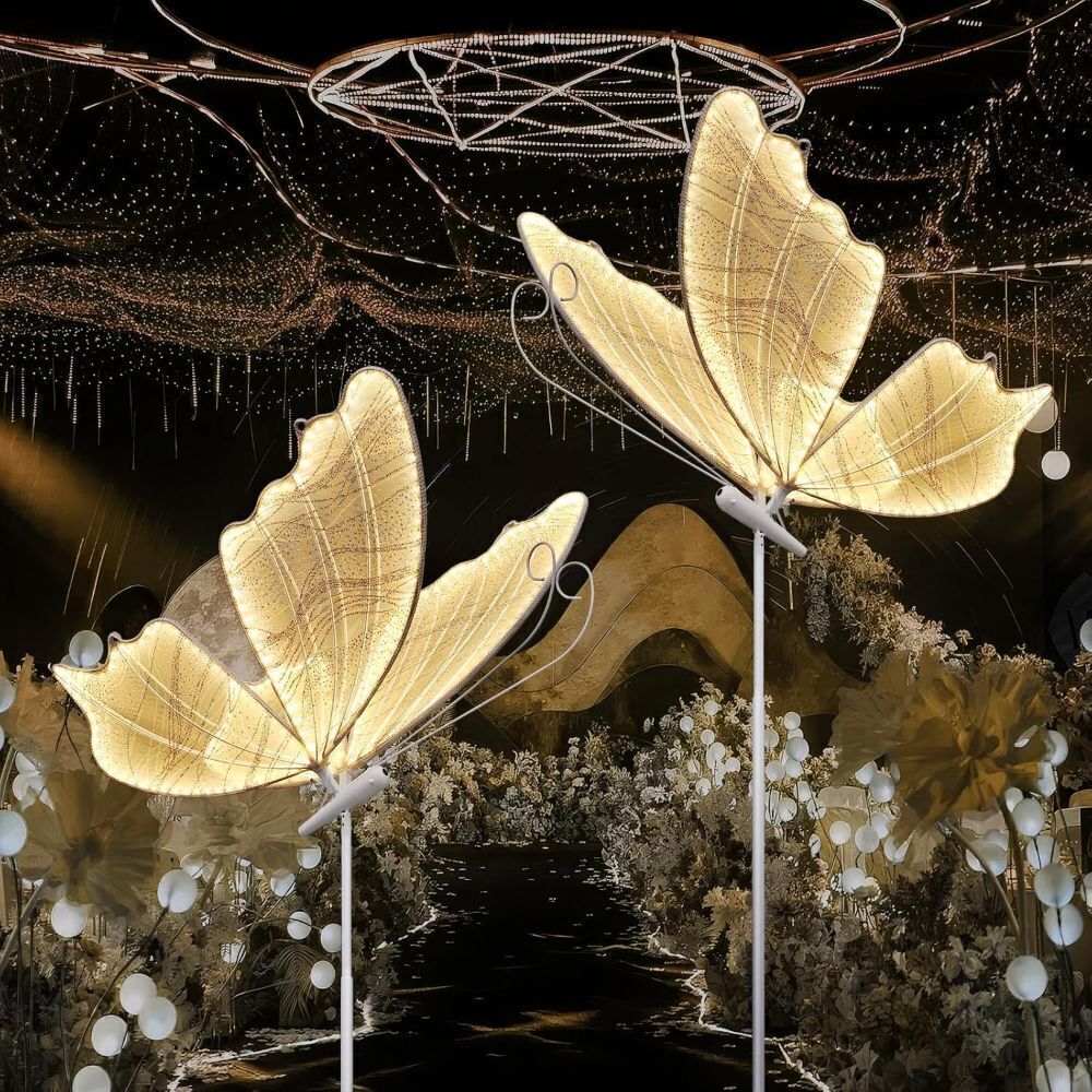 Wedding Butterfly LED Floor Lamp: Hanging White Color Ceiling Light - Romantic Wedding Decoration - Adjustable Height Creative Butterfly Props (80 CM/31.4 IN) - Image 1 - Lot 4149