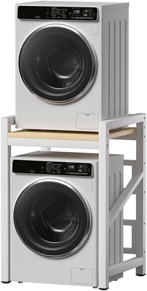 Washer Dryer Stacking Rack Stand, Space Saver Washer and Dryer Stacking Storage, Height Adjustable Washer Dryer Machine Stacking Rack, for Bathroom, Laundry Room (White Washer Dryer Stacking Kit) - Image 1 - Lot 4159