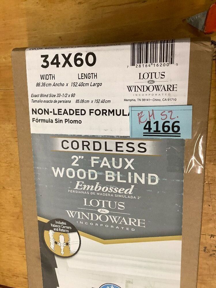 2 Inch Cordless Room Darkening Faux Wood Blind - 34" W x 60" L - White, Over 1,000 Custom Sizes Starting at 18.97, Inside or Outside Mount, Venetian Shades for Interior Windows by Lumino - Image 2 - Lot 4166