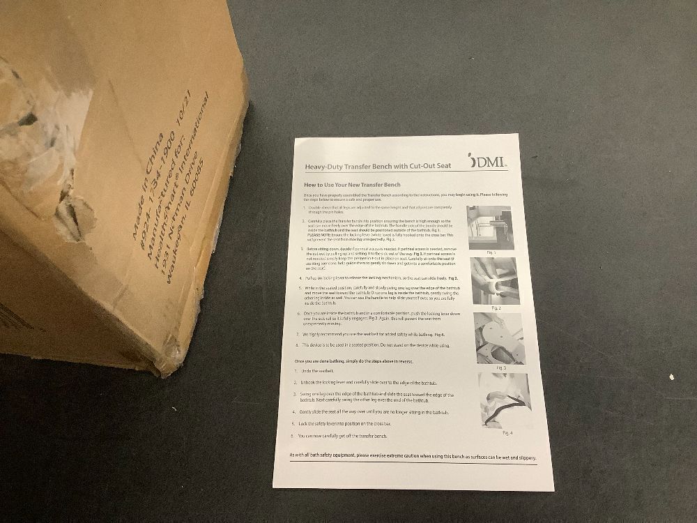 DMI Tub Transfer Bench and Shower Chair with Non Slip Aluminum Body - Image 3 - Lot 4225