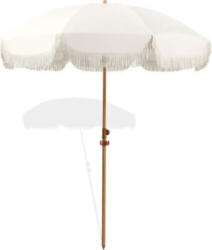 Patio Umbrella with Fringe, Beach Umbrella, Fringe Umbrella Outdoor Patio with Hanging Hook - Lot 4226