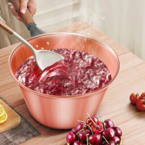 LD HuYY Thick Copper Jam Pot With Wood Handles - Lot 4232