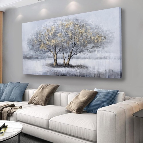 Yuaxker Tree Wall Art Grey and Gold - Lot 4319