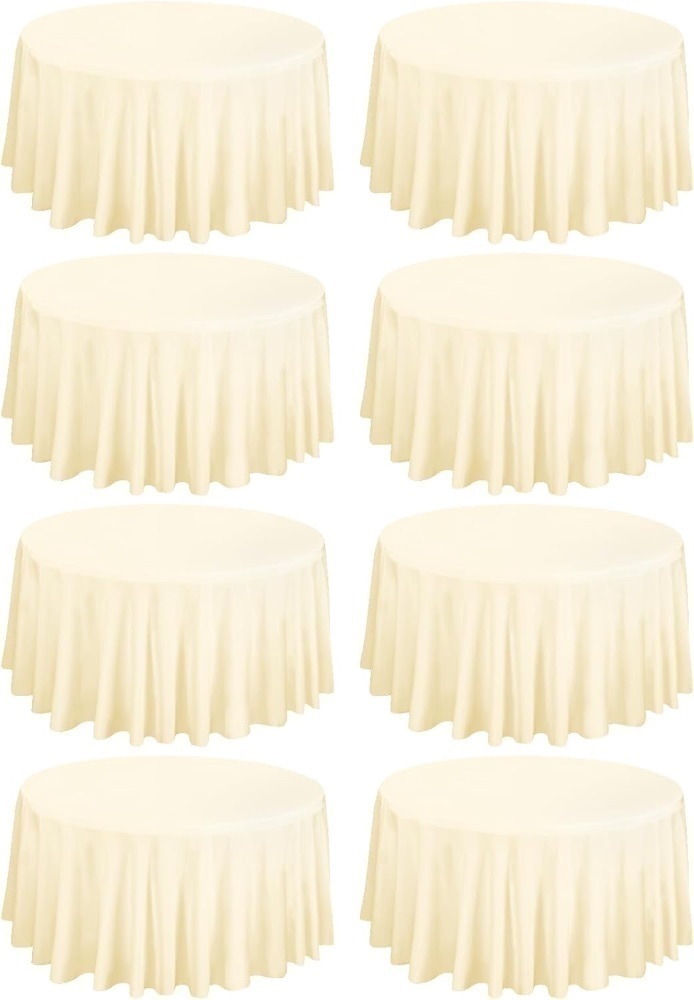 fani 8 Pack 120 Inch Round Tablecloth, Beige Polyester Fabric Table Cloth for Round Table - Image 1 - Lot 4340